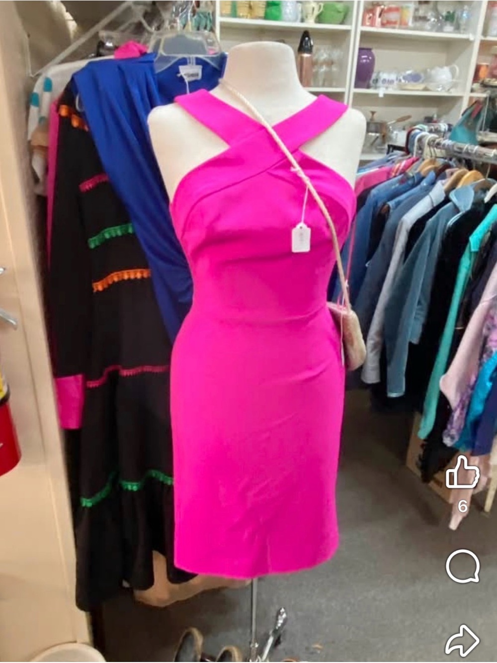 Trina Turk Bodycon Fitted Crisscross Halter Hot Pink Sheath Dress sz 0